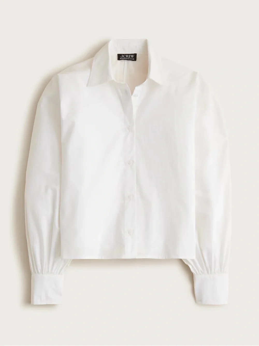 J. Crew White Puff-Sleeve Button-Down Shirt